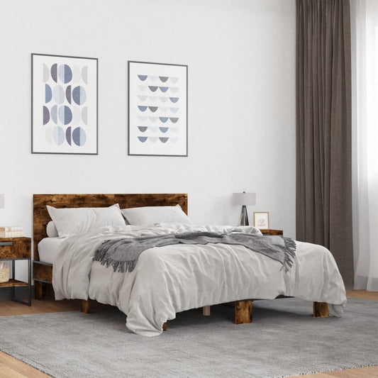 Bed Frame without Mattress Smoked Oak 120x190 cm Small Double