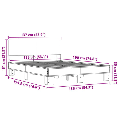 Bed Frame without Mattress Smoked Oak 135x190 cm Double
