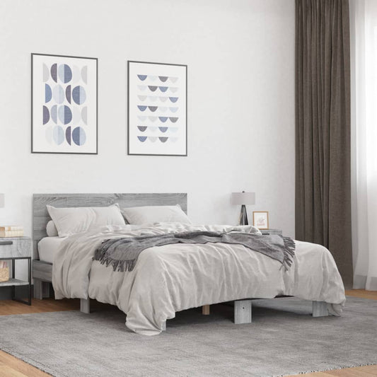 Bed Frame without Mattress Grey Sonoma 140x190 cm