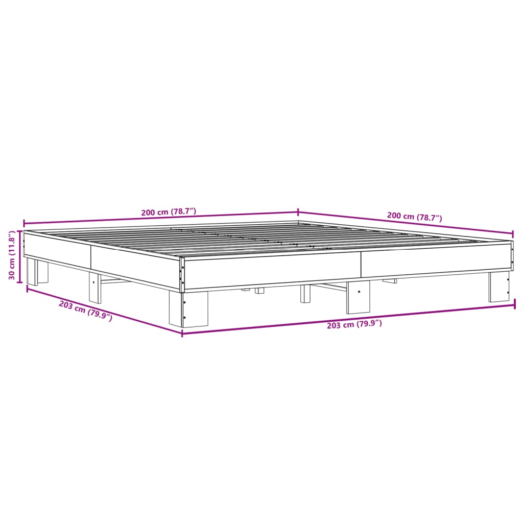 Bed Frame without Mattress Black 200x200 cm
