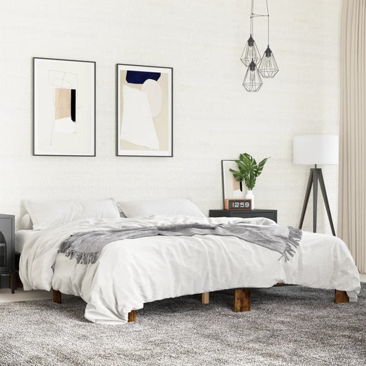 Bed Frame without Mattress Smoked Oak 200x200 cm