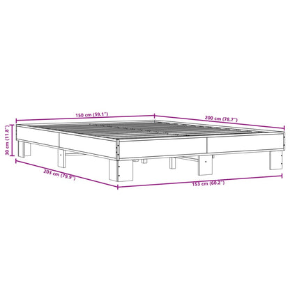 Bed Frame without Mattress Smoked Oak 150x200 cm King Size