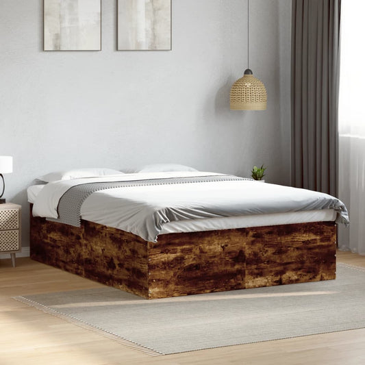 Bed Frame without Mattress Smoked Oak 150x200 cm King Size