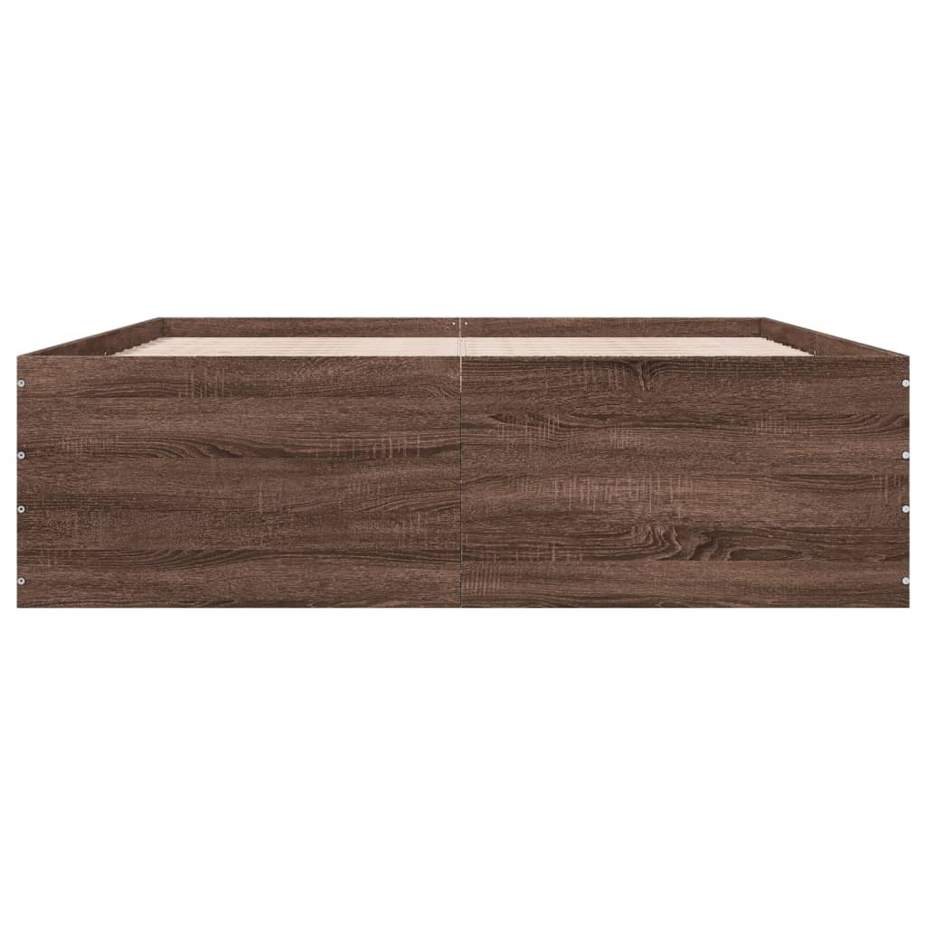 Bed Frame without Mattress Brown Oak 150x200 cm King Size