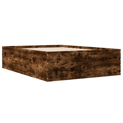 Bed Frame without Mattress Smoked Oak 140x190 cm