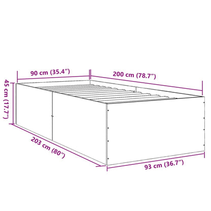 Bed Frame without Mattress Smoked Oak 90x200 cm