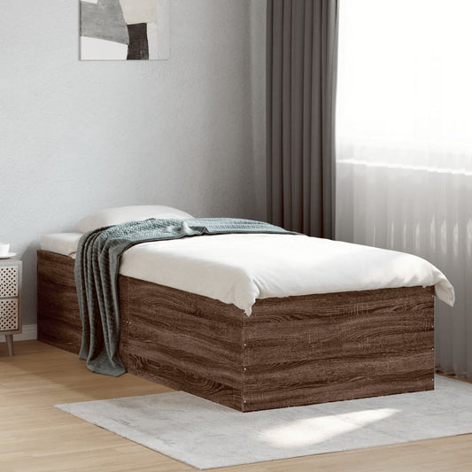Bed Frame without Mattress Brown Oak 90x190 cm Single