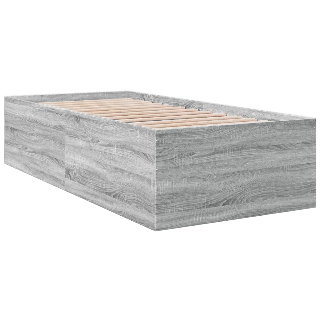 Bed Frame without Mattress Grey Sonoma 75x190 cm Small Single