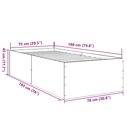 Bed Frame without Mattress Grey Sonoma 75x190 cm Small Single
