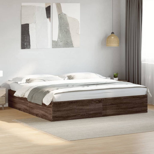 Bed Frame without Mattress Brown Oak 200x200 cm