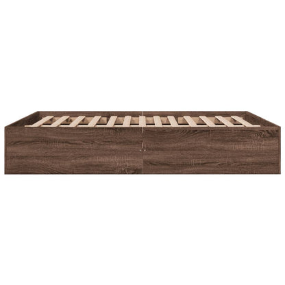 Bed Frame without Mattress Brown Oak 150x200 cm King Size