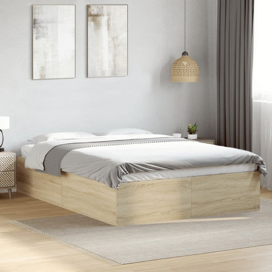 Bed Frame without Mattress Sonoma Oak 140x200 cm