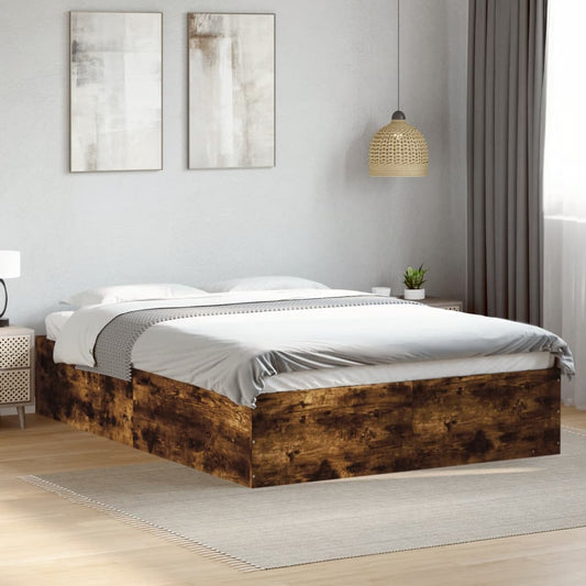 Bed Frame without Mattress Smoked Oak 135x190 cm Double
