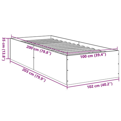 Bed Frame without Mattress Black 100x200 cm