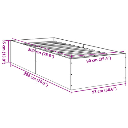 Bed Frame without Mattress Black 90x200 cm