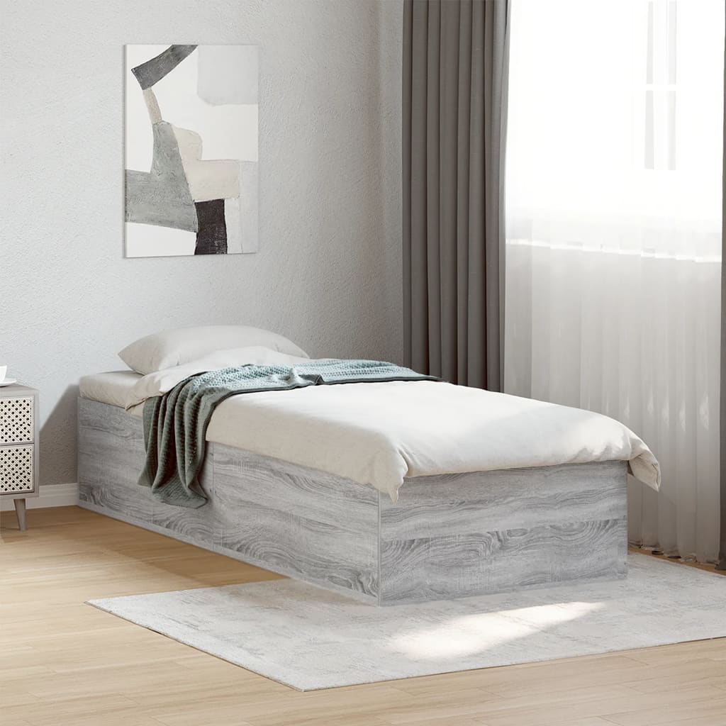 Bed Frame without Mattress Grey Sonoma 90x200 cm