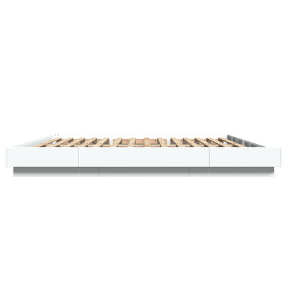 Bed Frame with LED Lights without Mattress White 200x200cm