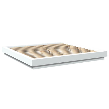 Bed Frame with LED Lights without Mattress White 180x200cm