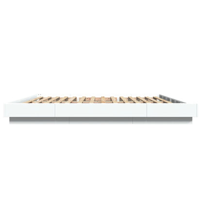 Bed Frame with LED Lights without Mattress White 180x200cm
