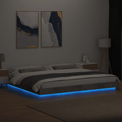 Bed Frame with LED Lights without Mattress Concrete Grey 180x200cm