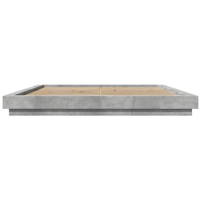 Bed Frame with LED Lights without Mattress Concrete Grey 180x200cm
