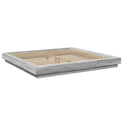 Bed Frame with LED Lights without Mattress Grey Sonoma 180x200cm