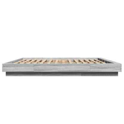 Bed Frame with LED Lights without Mattress Grey Sonoma 180x200cm