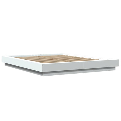 Bed Frame with LED Lights without Mattress White 160x200cm