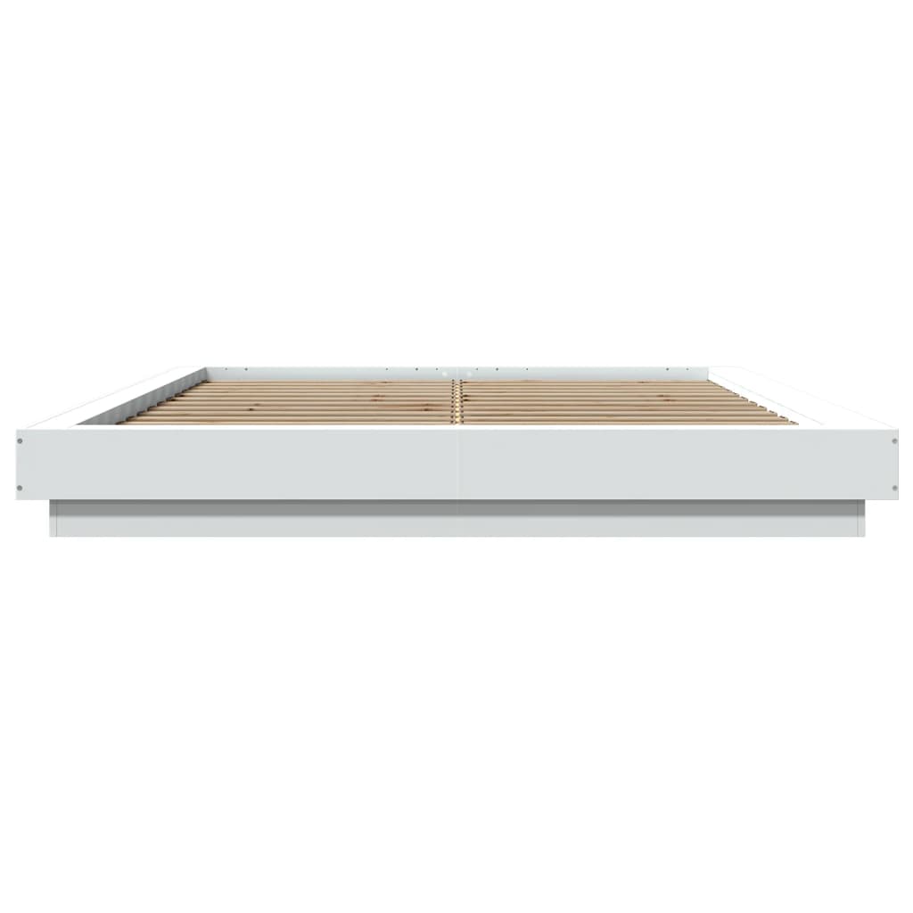 Bed Frame with LED Lights without Mattress White 160x200cm