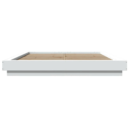 Bed Frame with LED Lights without Mattress White 160x200cm