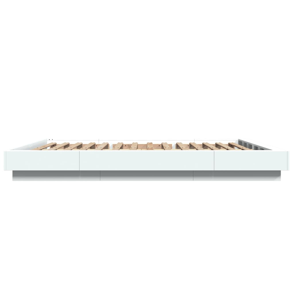 Bed Frame with LED Lights without Mattress White 160x200cm