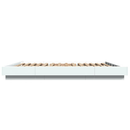 Bed Frame with LED Lights without Mattress White 160x200cm