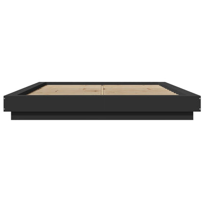 Bed Frame with LED Lights without Mattress Black 160x200cm