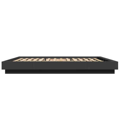 Bed Frame with LED Lights without Mattress Black 160x200cm