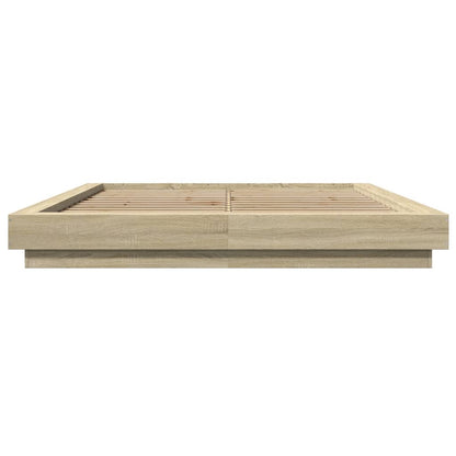 Bed Frame with LED Lights without Mattress Sonoma Oak 160x200cm