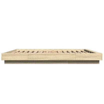 Bed Frame with LED Lights without Mattress Sonoma Oak 160x200cm