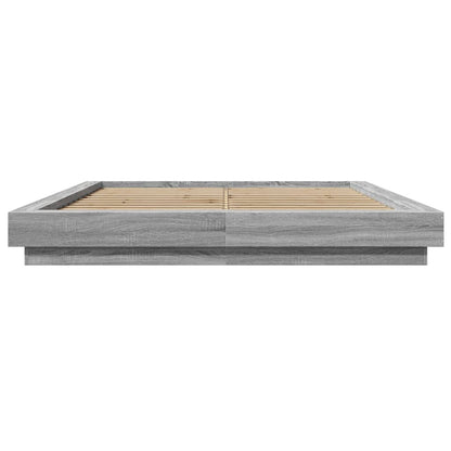 Bed Frame with LED Lights without Mattress Grey Sonoma 160x200cm