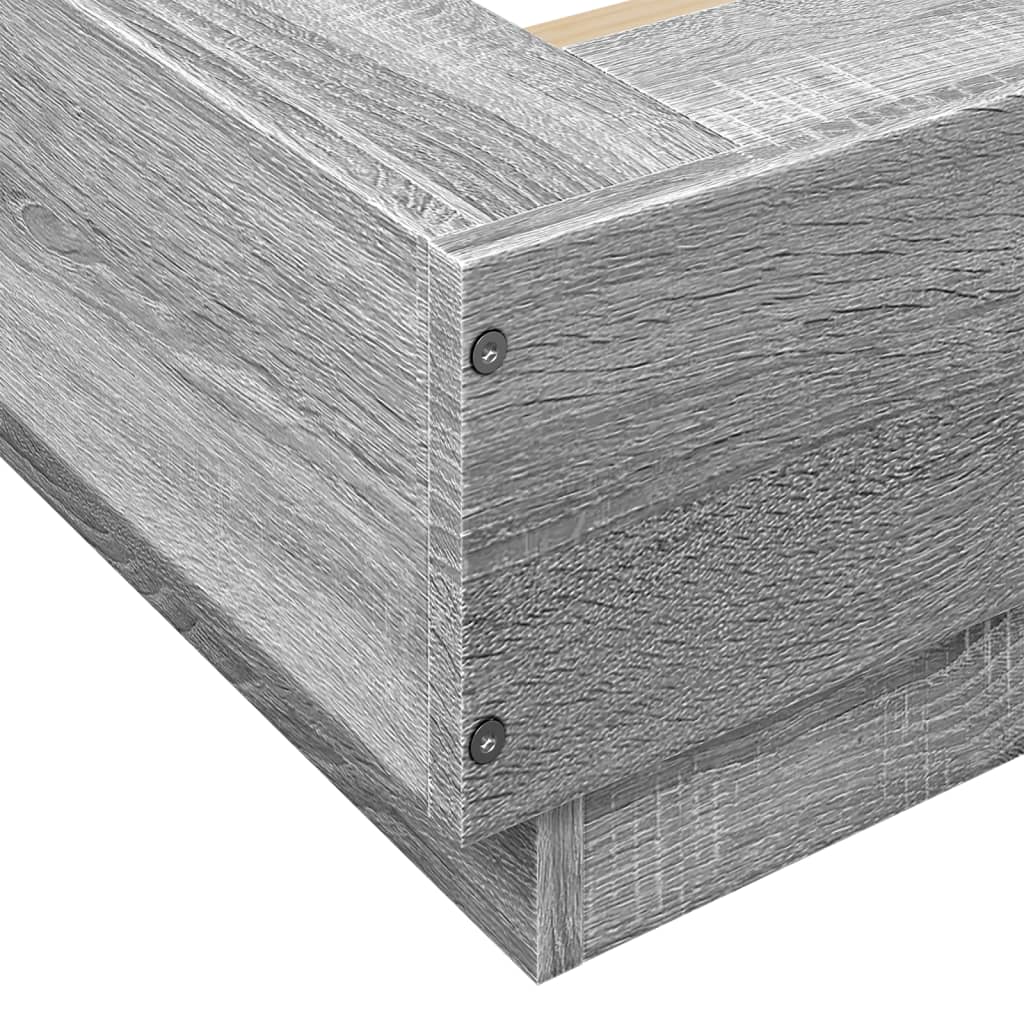 Bed Frame with LED Lights without Mattress Grey Sonoma 160x200cm