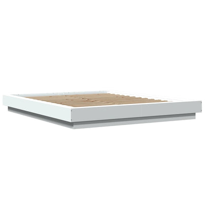 Bed Frame with LED Lights without Mattress White 150x200cm