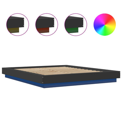 Bed Frame with LED Lights without Mattress Black 150x200cm