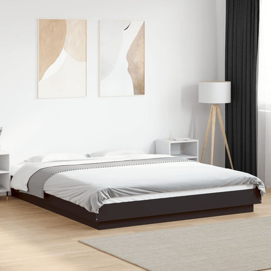 Bed Frame with LED Lights without Mattress Black 150x200cm