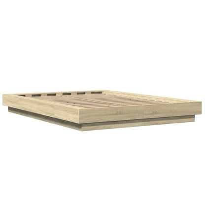 Bed Frame with LED Lights without Mattress Sonoma Oak 140x200cm
