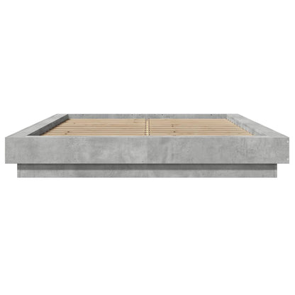 Bed Frame with LED Lights without Mattress Concrete Grey 120x200cm