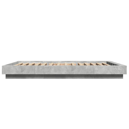Bed Frame with LED Lights without Mattress Concrete Grey 120x200cm
