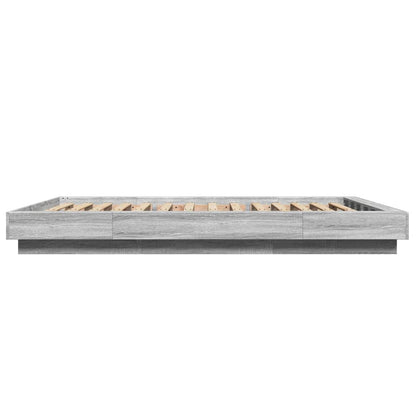 Bed Frame with LED Lights without Mattress Grey Sonoma 120x200cm