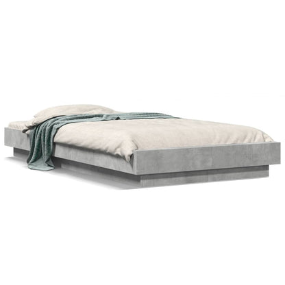 Bed Frame with LED Lights without Mattress Concrete Grey 100x200cm