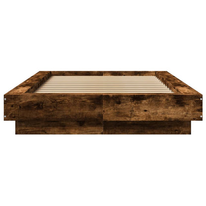 Bed Frame with LED Lights without Mattress Smoked Oak 100x200cm