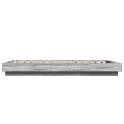 Bed Frame with LED Lights without Mattress Grey Sonoma 100x200cm