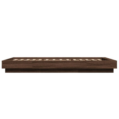 Bed Frame with LED Lights without Mattress Brown Oak 100x200cm