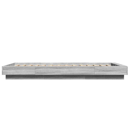 Bed Frame with LED Lights without Mattress Grey Sonoma 90x200cm